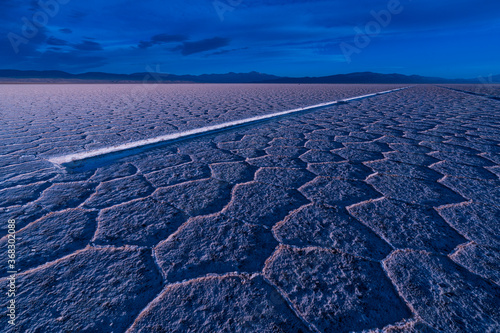 Landscape at sunset in Salinas Grandes in the province of Jujuy, Argentina, South America, America