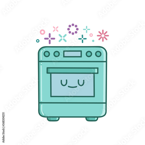 kawaii cooking kitchen oven icon cartoon illustration