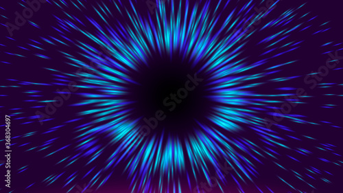 Vector illustration of faster than light (FTL) interstellar or intergalactic travel. Speed of light and hyperspace. Colorful design template for poster, banner, cover, catalog, wallpaper.
