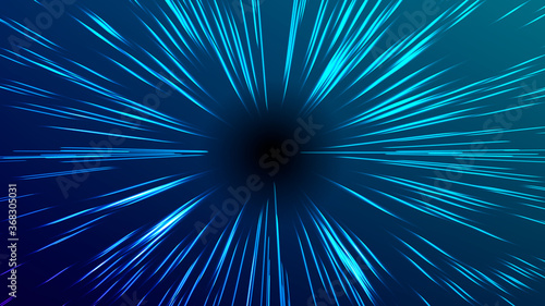 Vector illustration of faster than light (FTL) interstellar or intergalactic travel. Speed of light and hyperspace. Colorful design template for poster, banner, cover, catalog, wallpaper.
