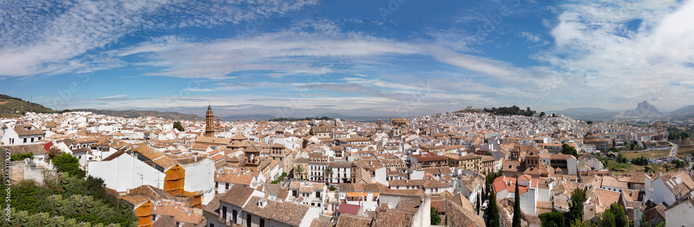scenic view to old village of Antequera in Andalusia