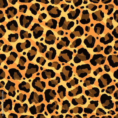 Seamless leopard, ocelot or wild cat fur pattern print
