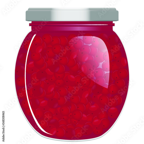 Сurrant jam in a jar on a white background. Vector illustration