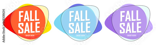 Set Fall Sale bubble banners design template, discount tags, app icons, vector illustration