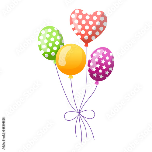 Green, golden and red bright inflatable balloon birthday party element isolat...