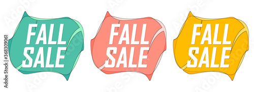 Set Fall Sale bubble banners design template, discount tags, app icons, vector illustration