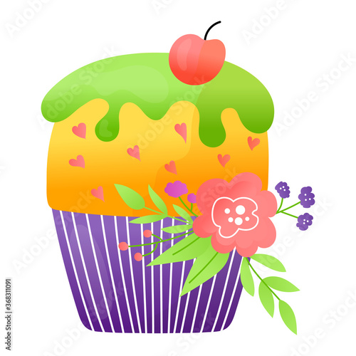 Delicious festive cupcake, celebration fruitcake holiday baking birthday part...