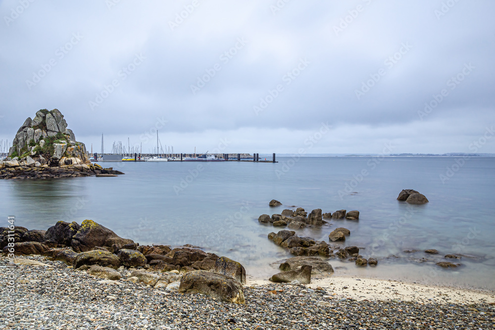 the port of Roscoff, in Brittany, in rainy weather