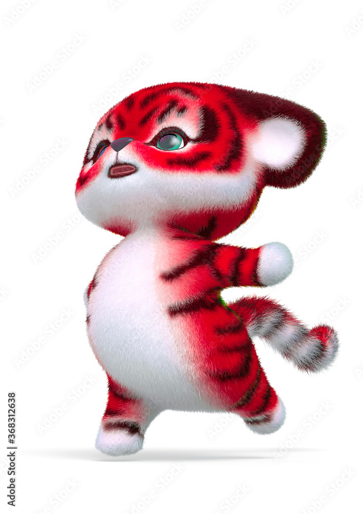 cute tiger cartoon happy walk in white background cute tiger cartoon happy walk in white background