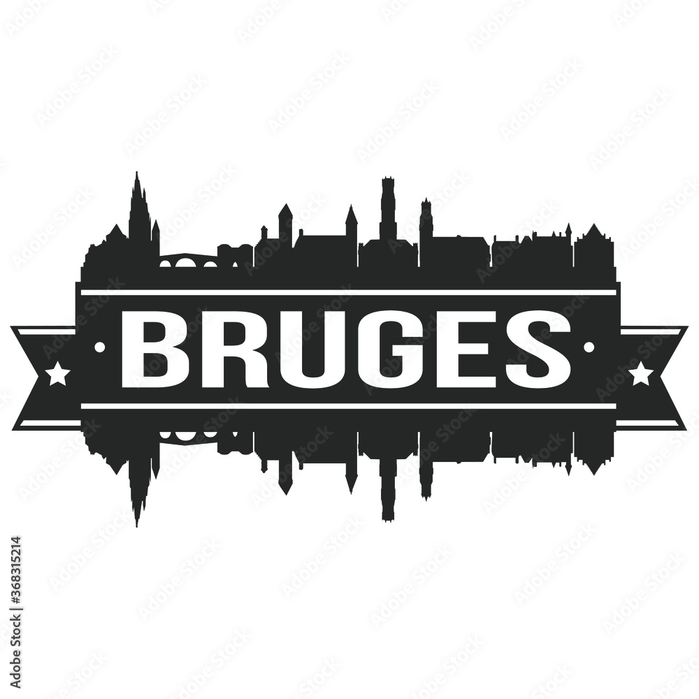 Bruges Skyline Stamp Silhouette City Vector Design Art.