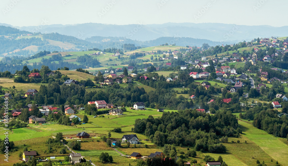 Silesian Beskids, Poland, Jaworzynka summer panorama