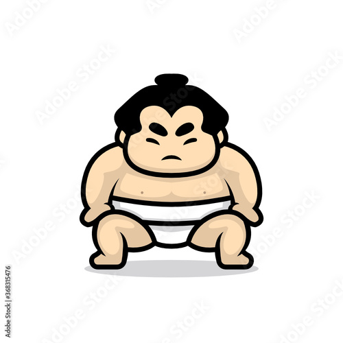 Cute sumo mascot design illustration