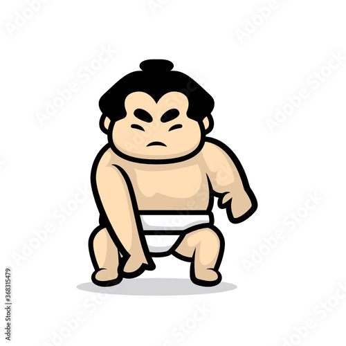 Cute sumo mascot design illustration