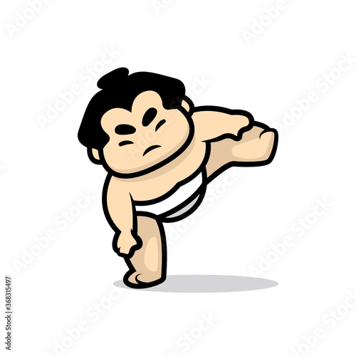 Cute sumo mascot design illustration
