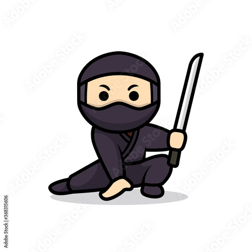 Cute ninja mascot design illustration