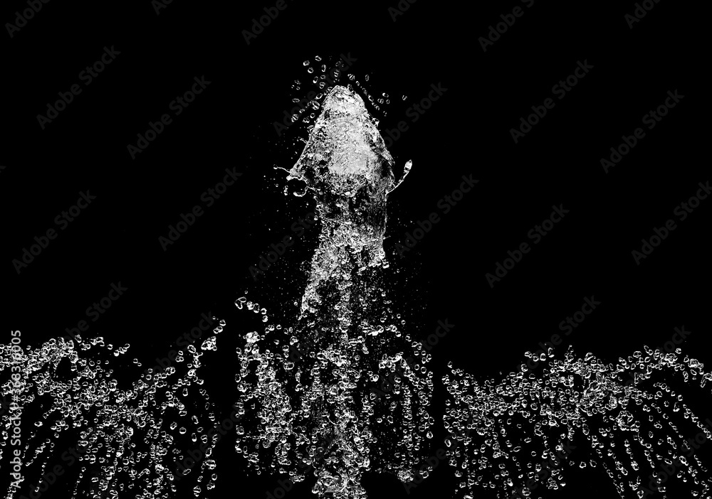 Fototapeta premium water splash isolated on black background, waterfall isolated