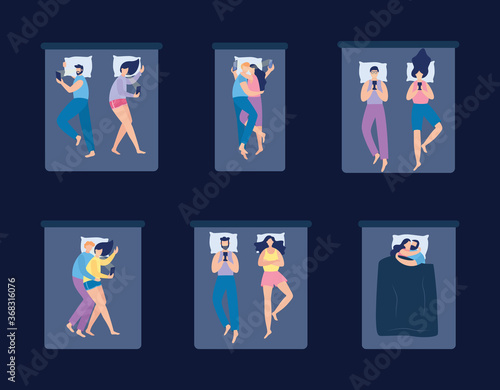 Smartphone and internet addiction flat vector illustration isolated on black.
