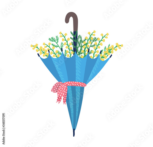 Umbrella with red ribbon garden flower springtime mood, carry parasol spring ...