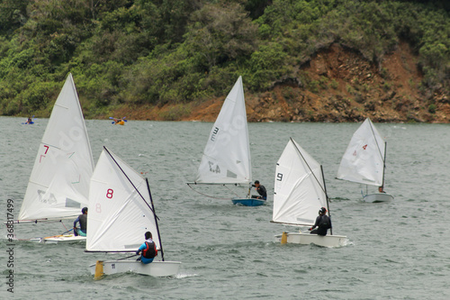 people practicing water sports at lake calima, colombia 