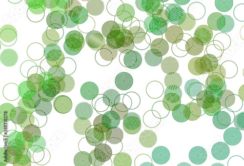 Light Green, Yellow vector background with bubbles.