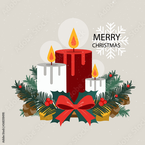 Vintage christmas decorative candles background 