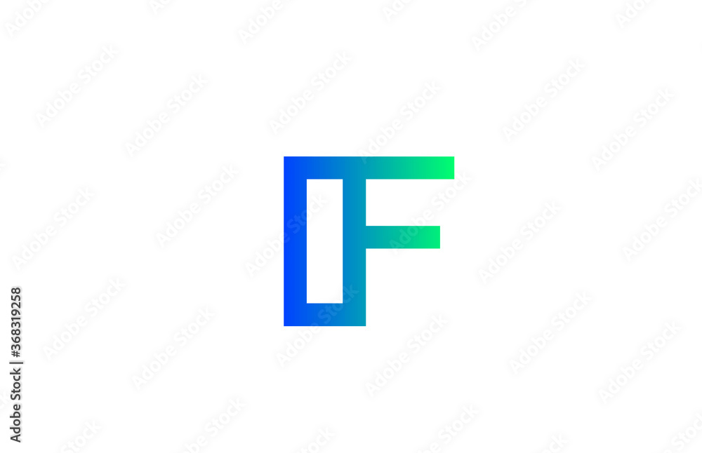 green blue F alphabet letter logo icon. Line design for company and business identity green blue F alphabet letter logo icon. Line design for company and business identity
