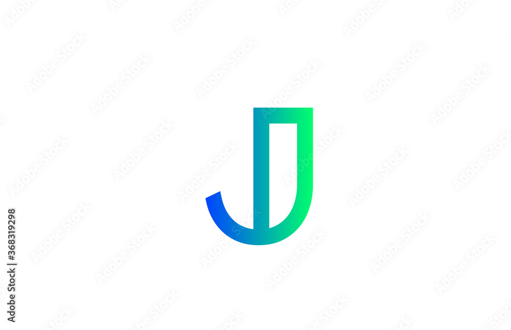 green blue J alphabet letter logo icon. Line design for company and business identity green blue J alphabet letter logo icon. Line design for company and business identity