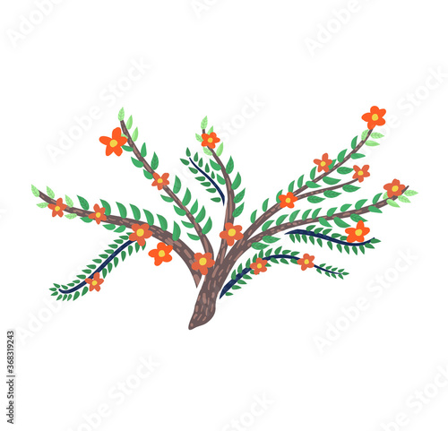 Decorative pink sakura tree concept, oriental cherry blossom, asian style woo...
