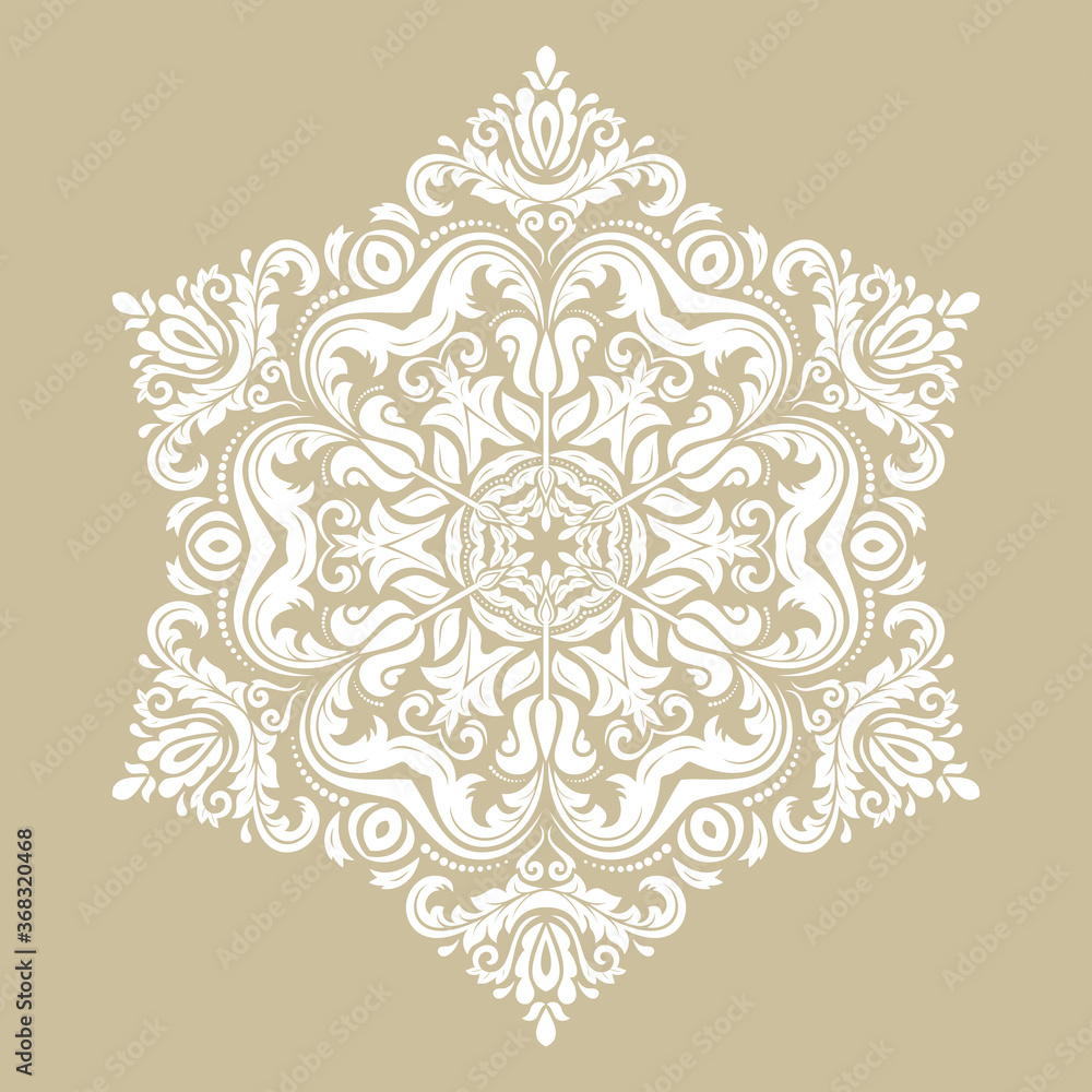 Elegant vintage vector ornament in classic style. Abstract traditional round white pattern with oriental elements. Classic vintage pattern
