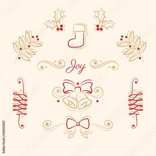 Set of christmas calligraphic ornaments
