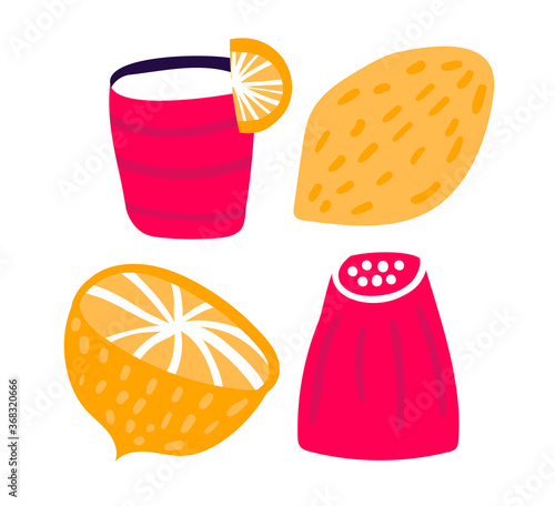 Slice orange bright with smoothie drink, natural ecology citrus fruit juice d...