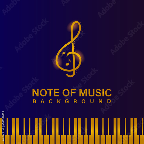 Glowing golden music banner and background design template