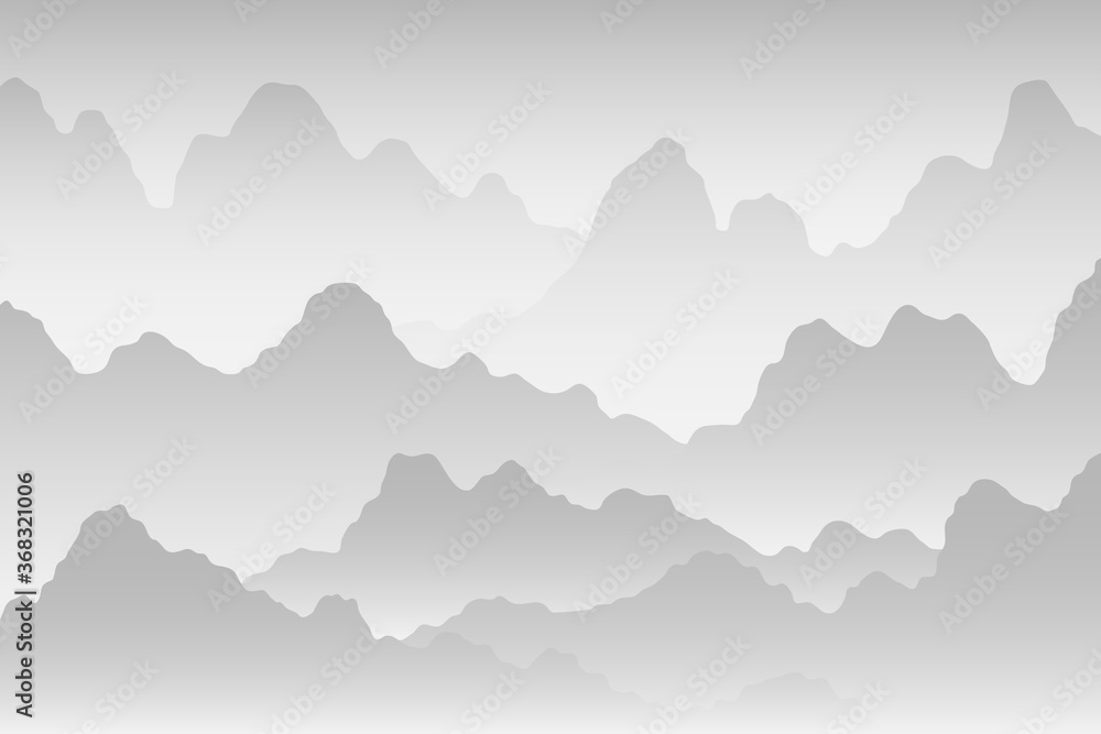 Vector mountain background. Beautiful landscape of morning mountains in fog.