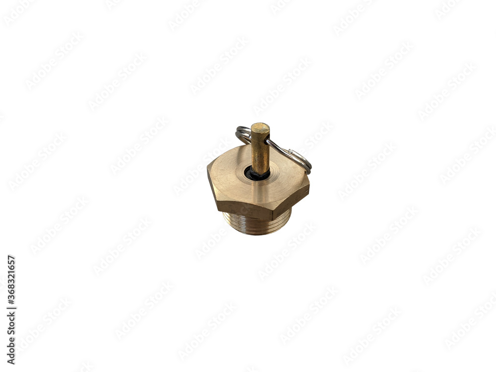 Bronze truck air receiver condensate drain valve on an isolated white background. New spare parts. Bronze truck air receiver condensate drain valve on an isolated white background. New spare parts.