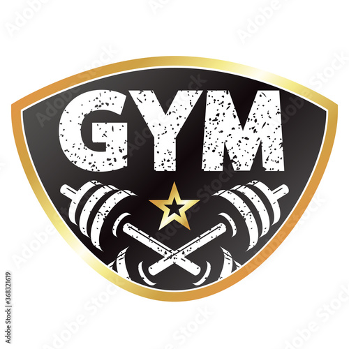 Gym and fitness symbol and dumbbells