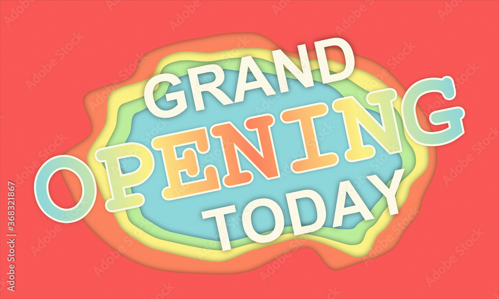 Grand opening today pastel colour paper cutout vector