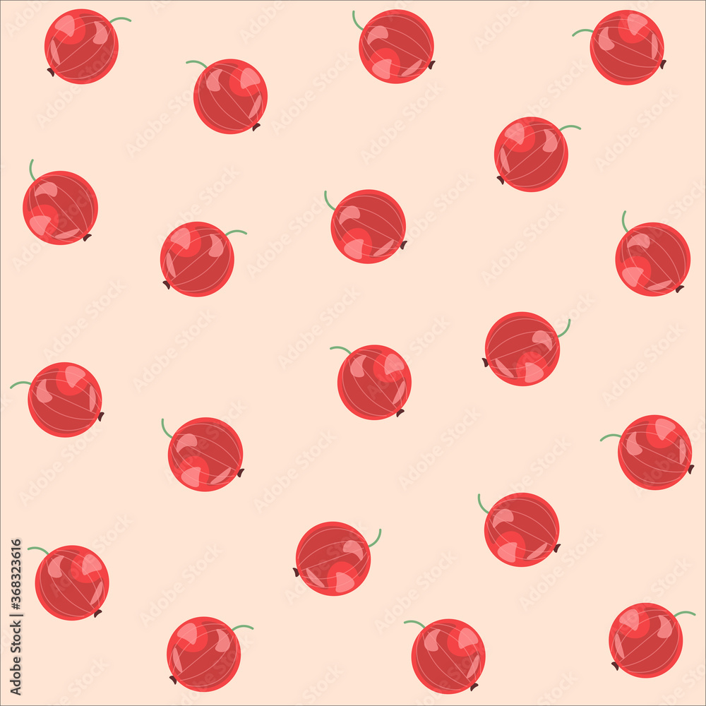Vector seamless pattern with red currents. Red berry Vector seamless pattern with red currents. Red berry