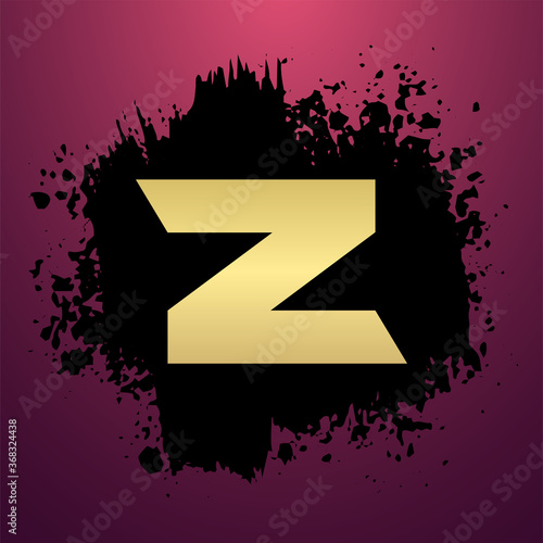 Z Gold Letter Logo Design With Simple style