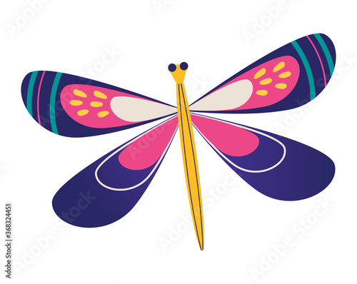 Wild wildlife forest butterfly isolated on white, icon cartoon vector illustr...