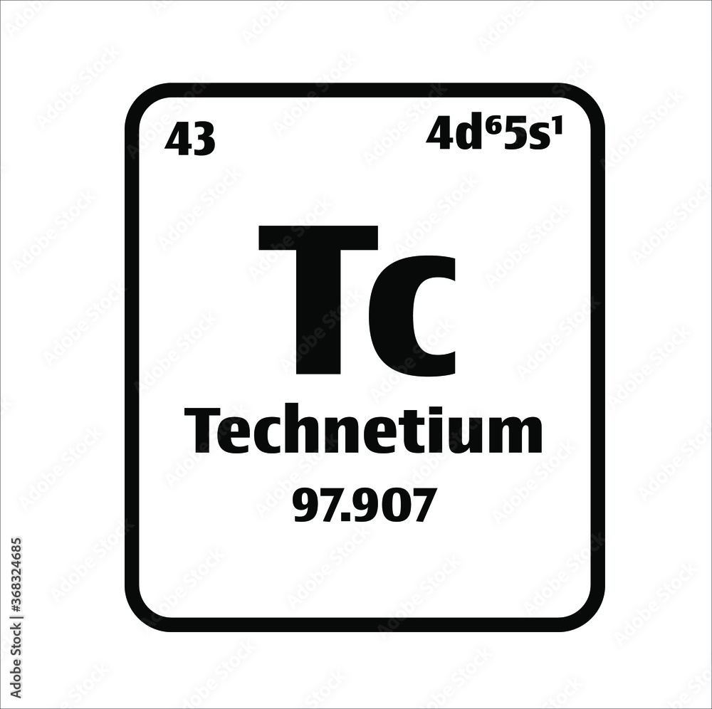 technetium (Tc) button on black and white background on the periodic table of elements with atomic number or a chemistry science concept or experiment. technetium (Tc) button on black and white background on the periodic table of elements with atomic number or a chemistry science concept or experiment.