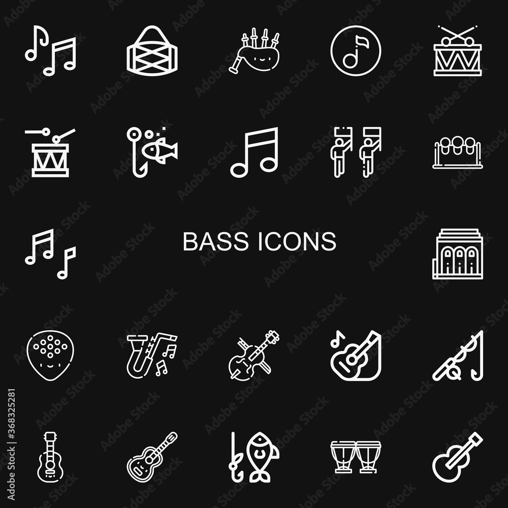 Editable 22 bass icons for web and mobile Editable 22 bass icons for web and mobile