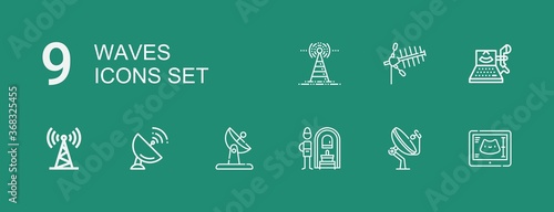 Editable 9 waves icons for web and mobile