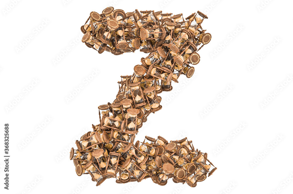 Letter Z from hourglass, 3D rendering