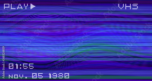 Abstract background with pixel noise artifacts. Glitched old-school screen with digital datamoshing VHS effect, an old analog video recording on tape cassette.