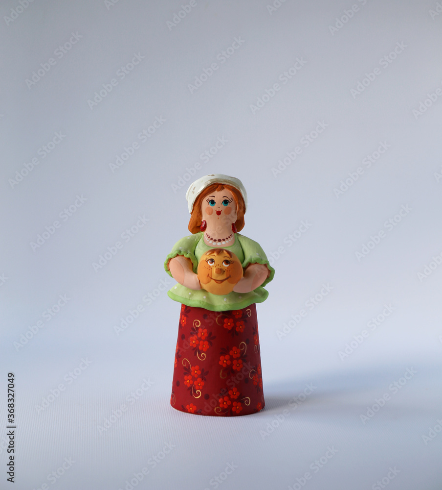 Clay painted Russian handmade toy.