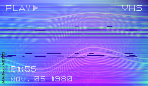 Abstract background with pixel noise artifacts. Glitched old-school screen with digital datamoshing VHS effect, an old analog video recording on tape cassette.