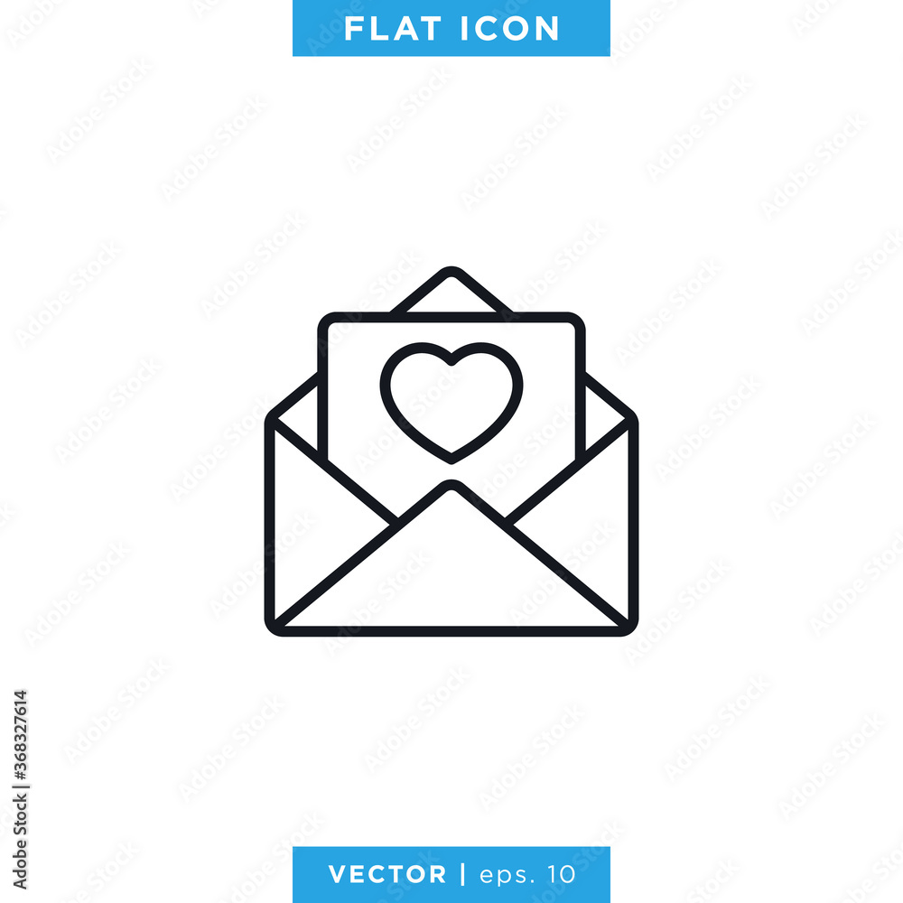 Heart Love Letter With Envelope Icon Vector Design Template. Editable stroke. Heart Love Letter With Envelope Icon Vector Design Template. Editable stroke.