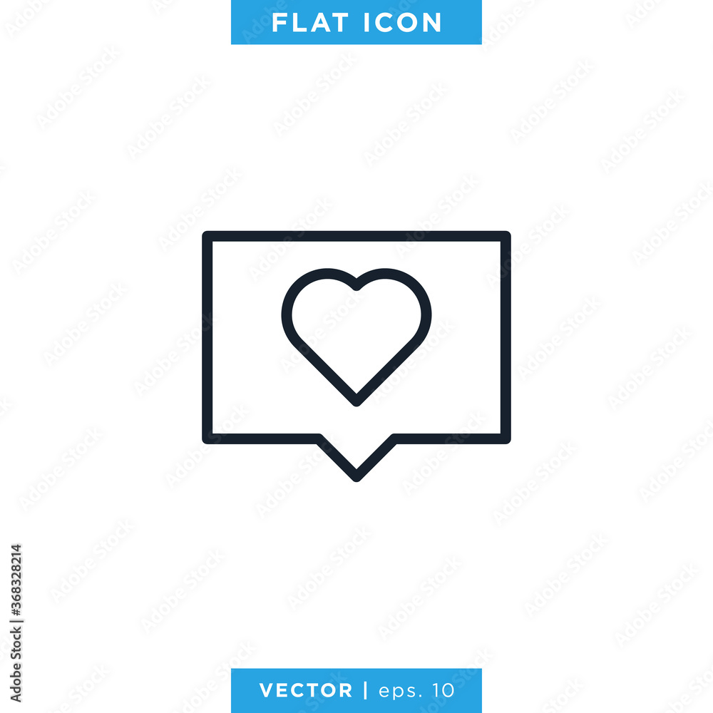 Speech Bubble and Heart Love Icon Vector Logo Design Template. Editable Stroke. Speech Bubble and Heart Love Icon Vector Logo Design Template. Editable Stroke.