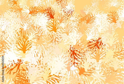 Light Orange vector abstract backdrop with leaves.