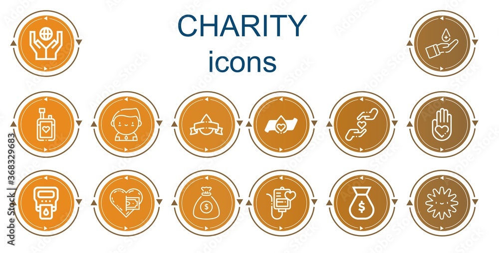 Editable 14 charity icons for web and mobile Editable 14 charity icons for web and mobile